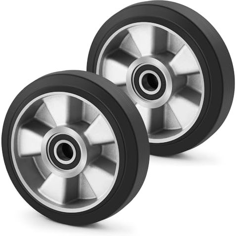 2 Stück Hubwagen Rolle Gummirollen 180 x 50 mm, mit Kugellager Rollen für Hubwagen Ersatzrollen Laufrolle | Achse 20 mm | Durchmesser 180 mm | Breite 50 mm | Maximale Belastung: 1400 KG