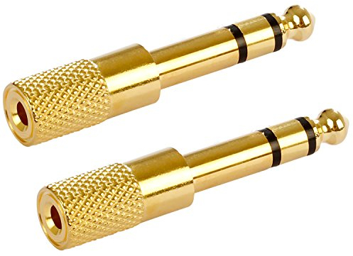 POPPSTAR 2X Audio Klinke Adapter Kupplung (Klinke 3,5 mm Buchse auf 6,3 mm Stecker), Klinkenkupplung für Klinkenkabel - Stereo Aux Kabel Koppeln, vergoldet