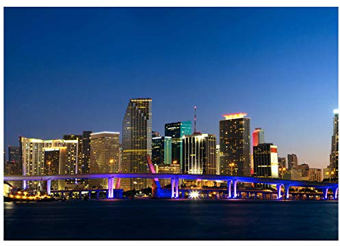 wandmotiv24 Fototapete Downtown Miami Skyline Panorama, XXL 400 x 280 cm - 8 Teile, Wanddeko, Wandbild, Wandtapete, City, USA, Stadt M0932