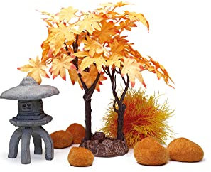 biOrb 55027 Decor Set 30L Herbst - realistische Aquariendekoration, künstliche Wasserpflanzen, Wurzeln, Steine, schönes Aquariendesign, für Süßwasser, Meerwasser