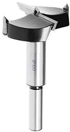 Sourcingmap Forstner Drill Bits 60mm, Tungsten Carbide Wood Hole Saw Auger Opener, Woodworking Hinge Hole Drilling Boring Bit Cutter (Black, Silver Tone)