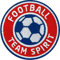 2 x Fussball Patch 60 mm gestickt gelb/Football Team Spirit/Applikation Aufbügler Aufnäher Bügelbild/Team Dress Trikot Shirt Short Cap Tasche Fußball Mannschaft Verein Fan (Rot-Blau)