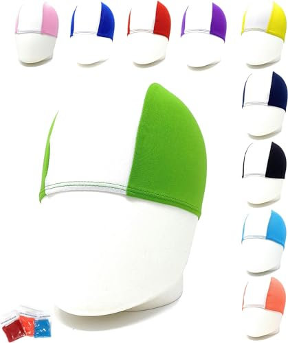 AQASKIN 100 Cuffie Nuoto Professionali in Poliestere, Cuffia Piscina Poliestere Unisex, Cuffie Acquagym per Adulti e Bambini. Quantità 1pz - 10pz - 25pz -50pz -100pz. (Bianco/Verde, Pack da 100)