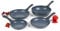 Russell Hobbs COMBO-5390 Nightfall Stone 4-Piece Pan Set, Non-Stick Frying Pan and Stir Fry Pan Set, 20/24/28 cm Pressed Aluminium Cookware, Induction Hob Fry Pan and Wok with Soft-Touch Handles