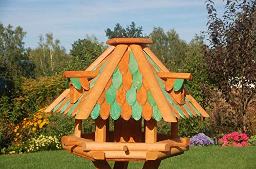 Deko-Shop-Hannusch XL - XXL Luxus Vogelhaus, wahlw. mit Solar/Ständer, absoluter Blickfang, Vogelfutterhaus aus Holz, V13, Farbe/Ständer:V13 XL grün Solar