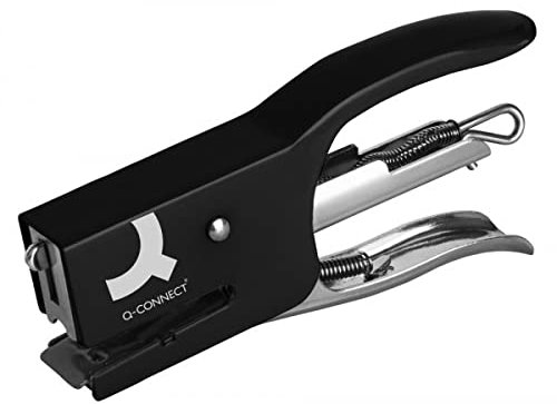 Grapadora q-connect kf22340 de tenaza metalica color negro capacidad 12 hojas usa grapas numero 10