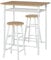 HOMCOM Bar Table Set, Bar Table and Stools Set, Footrest and Storage Shelf, for Kitchen, Dining Room, Pub, Cafe, White and Oak