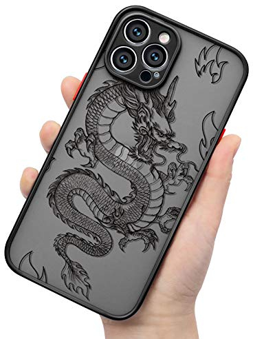 ZhuoFan for iPhone 11 Pro Case Clear Frosted PC Back 3D Girls Woman and Soft TPU Black Bumper Protective Silicone Slim Shockproof Cover Case for iPhone 11 Pro 5.8 inch-Dragon