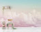 MUMUWUSG Fototapete 3D Effekt Rosa Himmel Wolken Landschaft Selbstklebende Wandtapete Wohnzimmer Kinderzimmer Wanddeko Tapete Art Poster Tv Hintergrund Wandbilder 140X70Cm