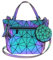 Geometrischer Holographischer Rucksack Für Damen - Reflektierend Farbwechsel Helle Reise Schultasche, Handbag + Mini Wallet, Medium