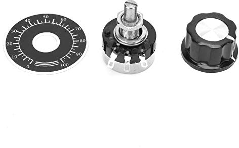 TICFOX RV24YN20S Potentiometer-Knopf-Skala-Set Kohlefilm-Potentiometer und Skalenplatten-Knopf 100K