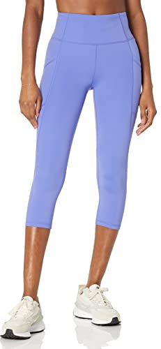Amazon Essentials Mallas capri de talle alto Active Sculpt para entrenamiento y atletismo con bolsillos (disponibles en tallas grandes) Mujer, Morado, XL Grande