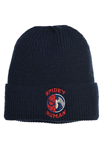 Sun City Spider-Man Kinder Jungen Winter-Mütze Strick-Mütze, Farbe:Dunkel-Blau, Größe:52