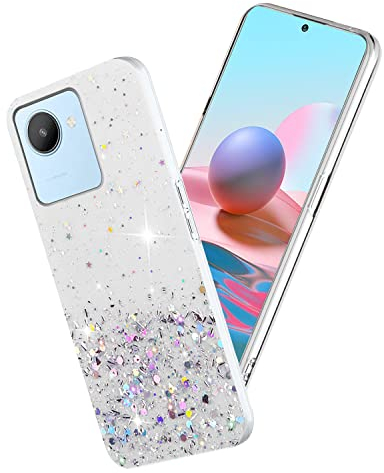 Yarxiawin Kompatibel mit Realme C30 hülle Transparent Glitzer Aesthetic Muster, Handyhülle Realme C30 Silikon Durchsichtig Dünn Cover, Schutzhülle Realme C30 Clear Case Silikonhülle (Clear)