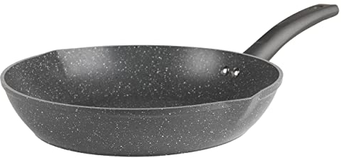 Salter BW08984AR Easy Pour 28cm Frying Pan, Marble Effect Non-Stick Coating, Pouring Lip Design, Suitable on All Hobs Including Induction, PFOA Free, Soft-Touch Handle, Forged Aluminium