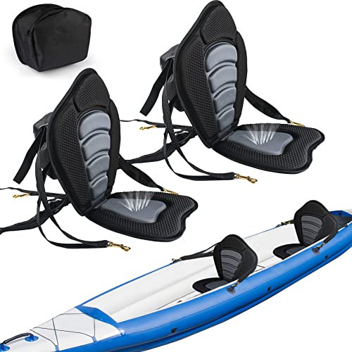 2 Pack of Kayak Seat,Kayak Seats With Back Support For Sit On Top,Kayak Seats With Detachable Storage Bag and 4 Adjustable Straps,Canoe Seat Great for Kayaking Canoe SUP Paddle Board - Black