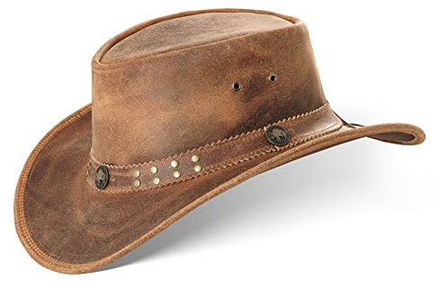 Black Forest Fox Buffalo Bill Herren Damen Western Cowboy Leder Hut Fuchs Braun Größe XXL