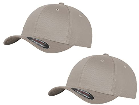 2er Flexfit Unisex Wooly Combed Cap Baseball Caps graue Unterseite S M L XL XXL Basecap Mütze, XS/S, 2X Silber + 1x HL-Kauf Notizblock