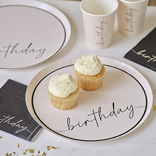 Piatti colorati per feste di cartone, piatti usa e getta, Happy Birthday, pastello, decorazione da tavolo, per compleanno, feste, ragazze, ragazzi, donne, uomini, 16 piatti