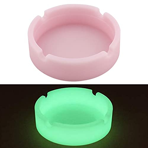 Fluoreszierender Silikon-Aschenbecher - Leuchtend im Dunkeln, Rund, Hitzebeständig, Rosa
