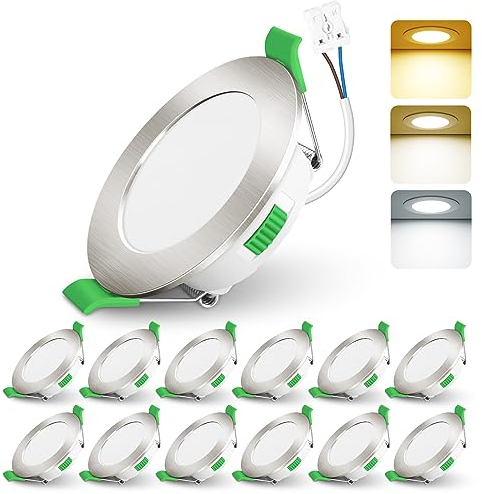 ALUSSO LIGHTING 4W LED Einbaustrahler Dimmbar 230V Slim Flach,290 Lumen Warmweiß Neutralweiß Kaltweiß Einbauleuchten 30mm Einbautiefe, IP44 Spritzwasser Geschützt Deckenspots für Badezimmer, 12er Set