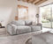DELIFE Big-Couch Lanzo XL Cord Silbergrau 270x130 cm mit Hocker