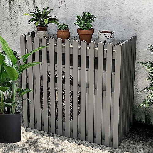 Valla De Aire Acondicionado Madera Carbonizada Cubierta De Máquina Exterior De Aire Acondicionad De La Máquina Jardín De Madera Maciza Aire Valla Escondite Aire Acondicionado ( Color : Gray , Size : 4