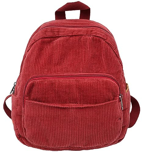 Makukke Rucksack Damen Klein, Cord Cityrucksack Rucksäcke Daypacks Damen Rucksackhandtaschen Rucksack Für Lässig Schule Travel Wandern Arbeit (A-Rot)