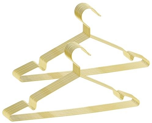 ABHENG 20 Stück Kleiderbügel aus Metall, platzsparend Edelstahl Kleiderstange, rostbeständig, für Shirts, Hemden, Kleider, Tops, 42B x 21H cm,Gold,AIY0320J