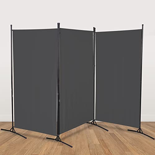 Daromigo Paravento autoportante, 260 x 180 cm, divisorio divisorio, grigio paravan per esterni, resistente alle intemperie, 3 pezzi, protezione da sguardi indiscreti per interni ed esterni