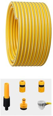 Coavoo Manguera de agua de jardín de 25 mm, 8 metros, grosor de la pared: 2 mm, con juego de mangueras, manguera reforzada para riego de césped y jardinería al aire libre