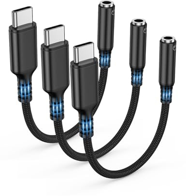 Highwings USB Type C to 3.5mm Female Headphone Jack Adapter (3-Pack)