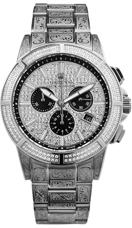LOUIS XVI Majesté Iced Out 1127 - Ø43 mm - Herren Uhr - Wasserdicht - Mit Saphirglas - Armband Silber - Zifferblatt CZ-Diamanten - Schweizer Quarzwerk