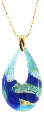 Venetiaurum - Collier avec Pendentif Goutte en Verre de Murano Original et Argent 925 - Bijou Certifié Made In Italy