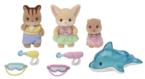 Sylvanian Families - 5749 Erlebniskindergarten Freunde “Poolspaß” - Figuren für Puppenhaus
