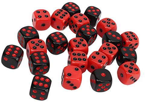 6-seitige Würfel aus Schwarzem und Rotem Kunststoff, 48 Stück, 6-seitige Würfel aus Schwarzem und Rotem Kunststoff, Tischspiel-Würfel-Set für Party, Barsb, Sechsseitige Würfel,