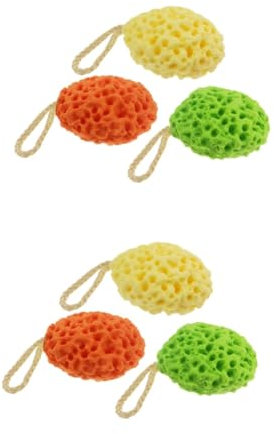 Healeved 6pièces Boules De Bain Éponge Forme De Nid Abeille Éponge Exfoliante Non Lactée Pour Couleurs Mélangées