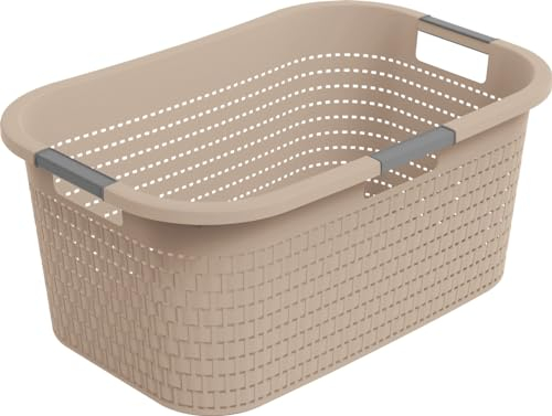 Rotho Country Wäschekorb 40l, Kunststoff (PP) BPA-frei, Rosa, 40l (58.0 x 38.9 x 25.1 cm)