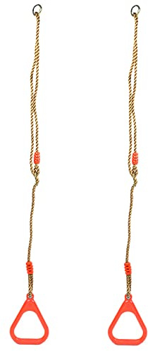 Trapeze Swing Rings Gymnastics Rings Kids Pull Up Exercise Rings with Adjustable Ropes for Home Gym Playground Obstacle Course Training Workout (Red)