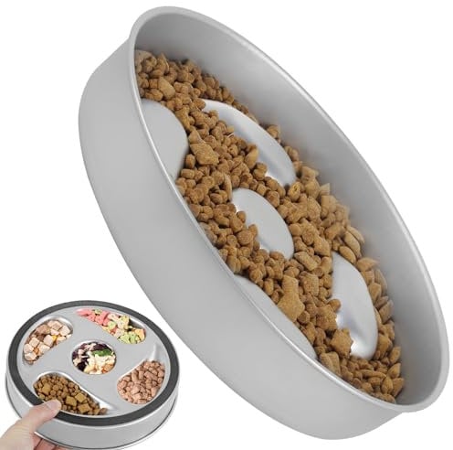 Foribyw Stainless Steel Slow Feeder Dog Bowl, 1000ML Anti-Gulp, Anti-Overeating, Non Slip Base, Dog Cat Slow Feeder Bowl