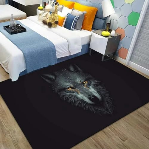 Wohnzimmer Teppich 3D Wolf Wildes Tier Gedruckt Fußmatten Badezimmer Fußmatten Bereich Teppiche Teenage Schlafzimmer Dekorative Spielzimmer Matten, 160 X 230 cm -3L4M3K5B5I0D8P7T8W2D3K4Z