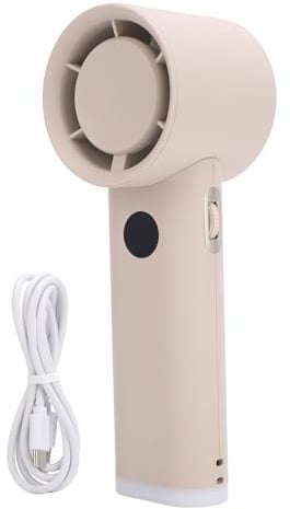 Alomejor Speed-Handventilator mit LED-Anzeige, Nachtlicht für Outdoor-Aktivitäten, 100 Windstärken, 15.000 U/min-Motor (Aprikose)