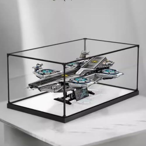 Boîte de présentation en acrylique pour Lego 76042 - Modèle de porte-avions - Transparent - Anti-poussière - Compatible avec Lego 76042 - Kit de construction (modèle non inclus) (base blanche)