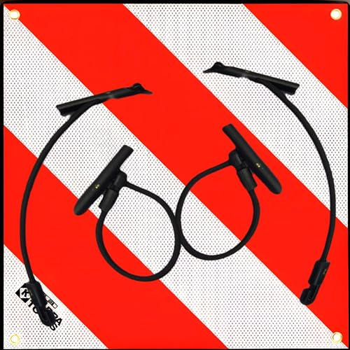 Bricoloco.com Placa V20 homologada para portabicicletas de coches - Señal con Bandas refectante 3M para cargas que sobresalen de vehículos (Placa Aluminio + 4 gomas)