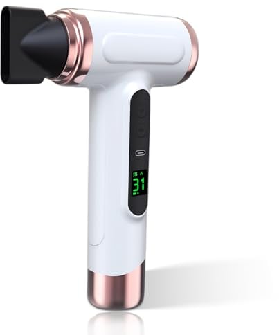 Akku FöHn, 15000 MAh Akku Haartrockner,Wiederaufladbar mit USB Aufladung, Kalter heißer Wind Kabelloser FöN mit Akku für Reisecamping (WHITE)