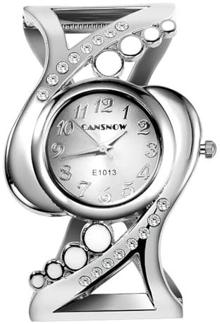 Spangenuhr Damen - Elegante Damen Uhr Silber | Damenuhren | Damenarmbanduhr | Frauen Uhren | Damenuhr Silber | Armbanduhr Damen Silber | Uhr Damen Silber | Uhr Silber Damen | Silber Uhr (Silber-Weiß)