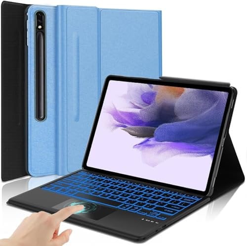 WINCHKING Galaxy Tab S7 FE Case 12.4 Tablets with Keyboard for Samsung Galaxy Tab S8 Plus/Tab S7 Plus S7+ S8 Case,7 Colors Backlit Trackpad Wireless Smart Touch Keyboard with S Pen Holder