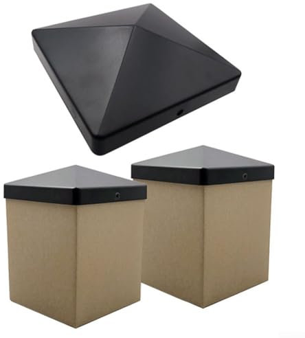 Lot de 4 capuchons de poteau de clôture carrés de 10,2 cm pour poteaux en bois, clôtures, poteaux de balustrade, tuyaux en acier