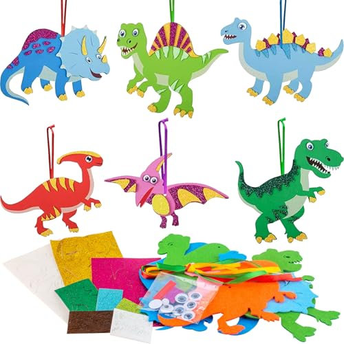 SSKHE Dinosaurier Bastelset, Kreative Dinosaurier Moosgummi Bastelset für Kinder ab 3 Jahren