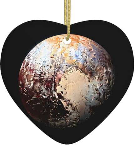 Pluto Bild Weihnachten Keramik Anhänger, Herzförmige Ornamente, geeignet für Männer und Frauen Geschenke, Geburtstags- und Hochzeitsdekorationen